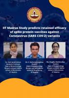 IT Madras Study predicts retained efficacy of spike protein vaccines against Coronavirus (SARS COV-2) variants