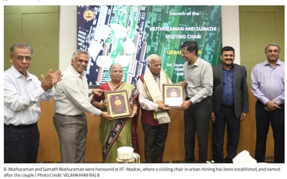IIT-Madras establishes Chair to explore urban mining for sustainable, circular economy IIT-Madras establishes Chair to explore urban mining for sustainable, circular economy