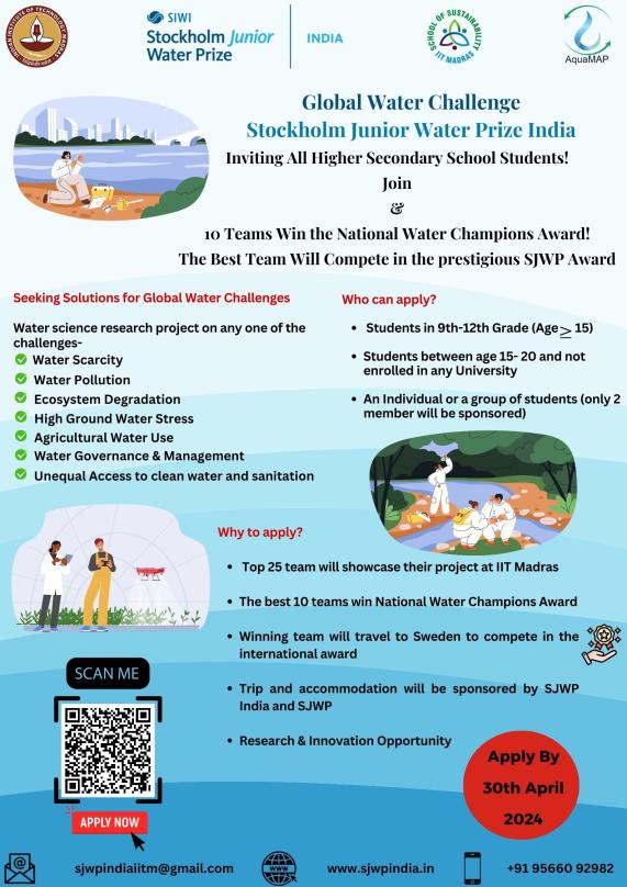 IIT Madras invites applications for Global Water Challenge for School Students IIT Madras invites applications for Global Water Challenge for School Students