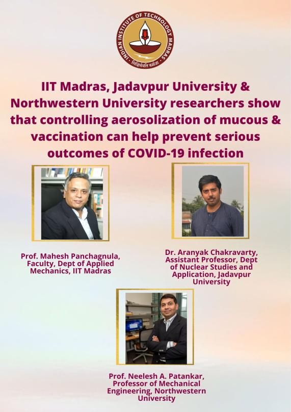 IIT Madras, Jadavpur University & Northwestern University researchers show that controlling aerosolization of mucous & vaccination can help prevent serious outcomes of COVID-19 infection
