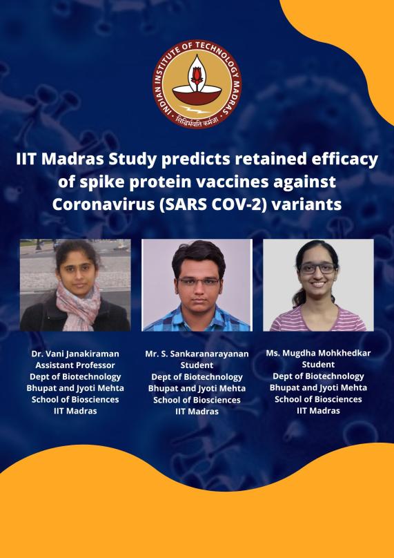 IT Madras Study predicts retained efficacy of spike protein vaccines against Coronavirus (SARS COV-2) variants IT Madras Study predicts retained efficacy of spike protein vaccines against Coronavirus (SARS COV-2) variants