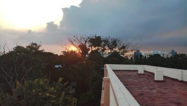 Sunrise and sunset from Narmad rooftop
