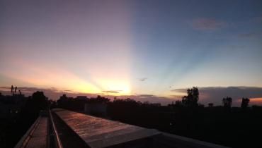 Sunrise and sunset from Narmad rooftop
